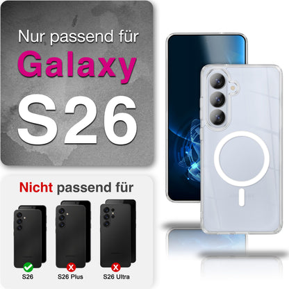 NALIA Transparentes Magnet Case für Samsung Galaxy S26 – MagPower System (MagSafe kompatibel) – LUMEX (Edle Glas-Optik, aber unzerbrechlich) – Marke aus Berlin Default Title NALIA Klare Hüllen