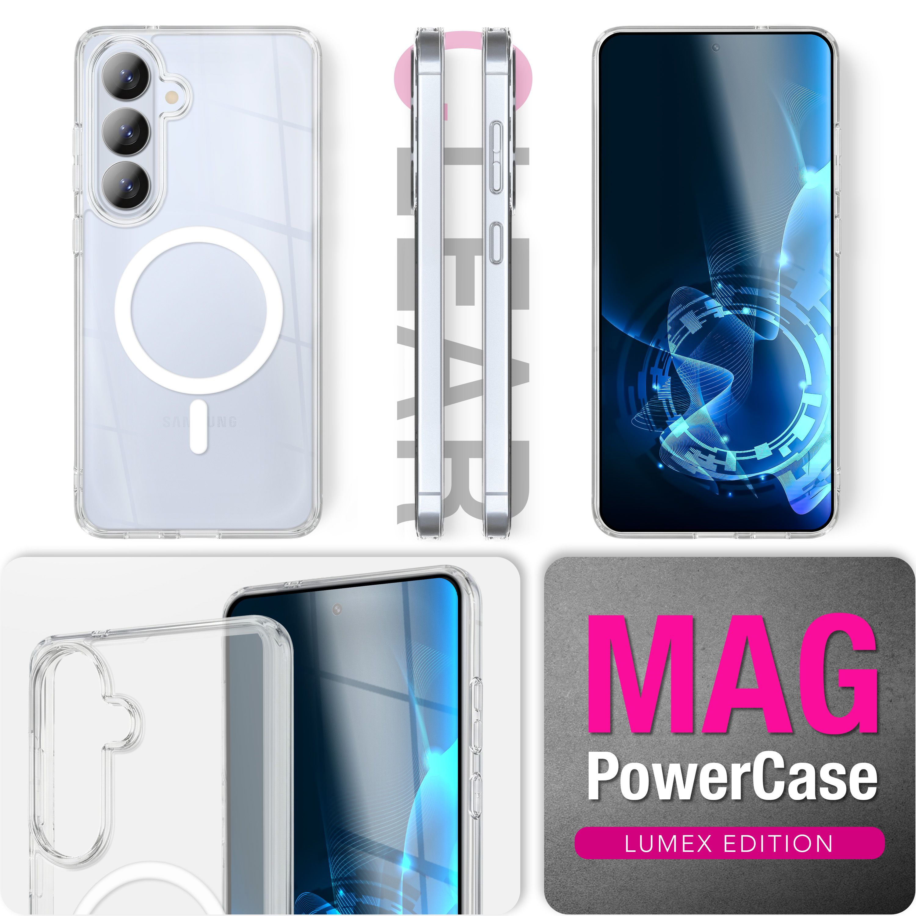 NALIA Transparentes Magnet Case für Samsung Galaxy S26 – MagPower System (MagSafe kompatibel) – LUMEX (Edle Glas-Optik, aber unzerbrechlich) – Marke aus Berlin Default Title NALIA Klare Hüllen
