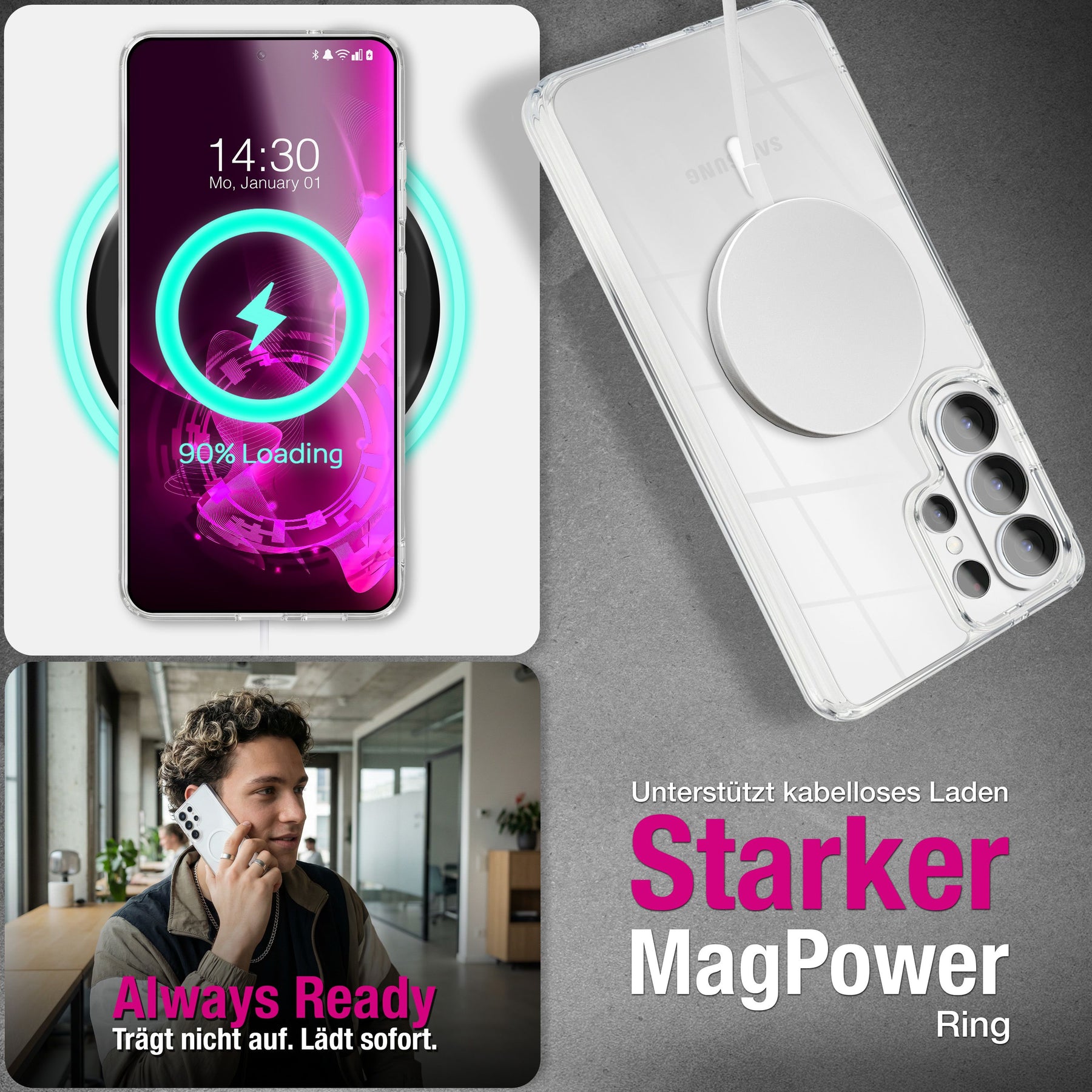 NALIA Transparentes Magnet Case für Samsung Galaxy S26 Ultra – MagPower System (MagSafe kompatibel) – LUMEX (Edle Glas-Optik, aber unzerbrechlich) – Marke aus Berlin