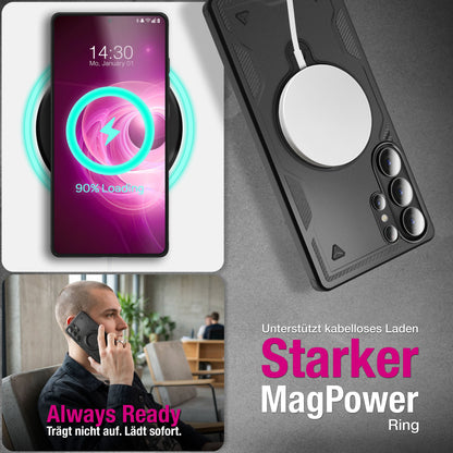 NALIA Magnetische Panzerhülle für Samsung Galaxy S26 Ultra – Ring-Halterung 360° & MagSafe kompatibel – STORMGUARD (Outdoor Case) – Marke aus Berlin