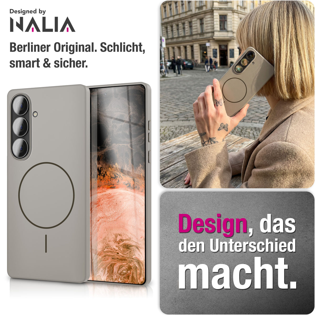 NALIA Ultradünnes Magnet-Hardcase für Samsung Galaxy S26 – MagSafe kompatibel, Matt & Anti-Fingerabdruck – CLOUD (Vergilbungsfreie Handyhülle) – Marke aus Berlin