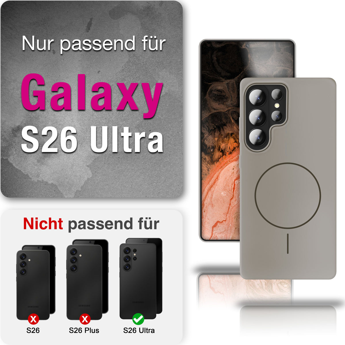 NALIA Ultradünnes Magnet-Hardcase für Samsung Galaxy S26 Ultra – MagSafe kompatibel, Matt & Anti-Fingerabdruck – CLOUD (Vergilbungsfreie Handyhülle) – Marke aus Berlin