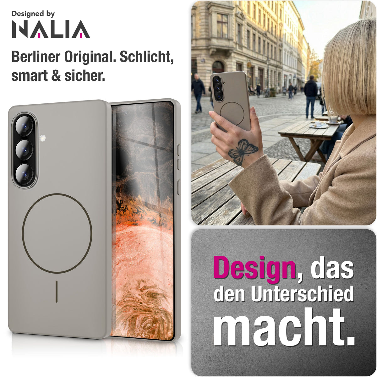 NALIA Ultradünnes Magnet-Hardcase für Samsung Galaxy A57 – MagSafe kompatibel, Matt & Anti-Fingerabdruck – CLOUD (Vergilbungsfreie Handyhülle) – Marke aus Berlin