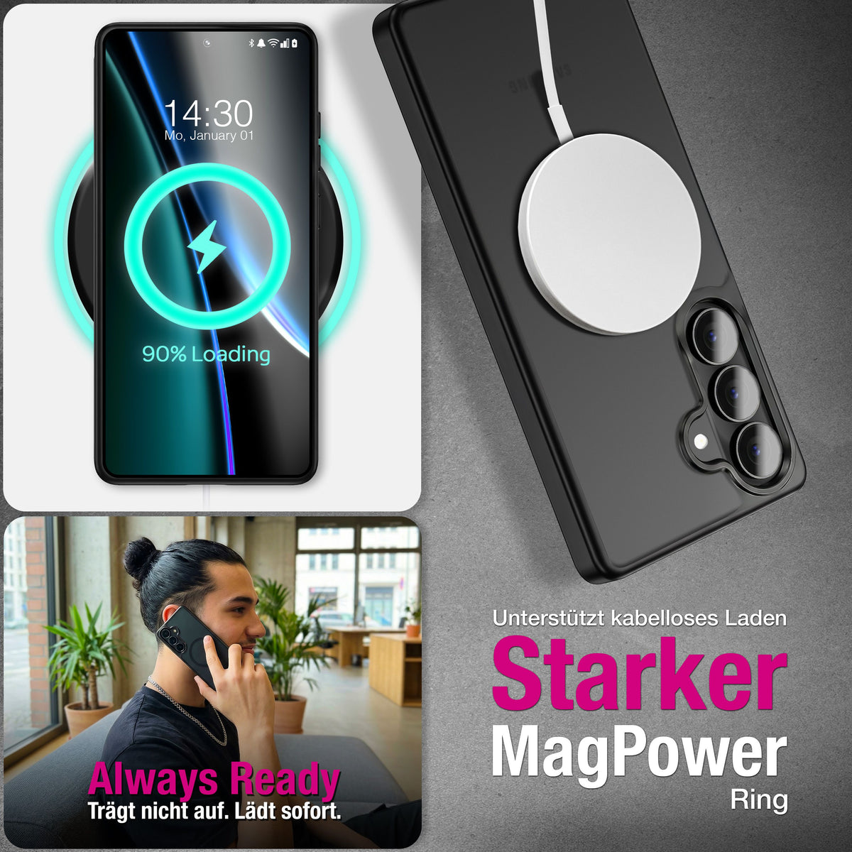 NALIA Mattes Magnet-Case für Samsung Galaxy S26 – MagSafe kompatibel, Vergilbungsfrei & Perfekter Zubehör-Halt – SLATE (Stoßfeste Handyhülle) – Marke aus Berlin