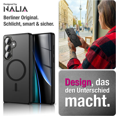 NALIA Mattes Magnet-Case für Samsung Galaxy S26 – MagSafe kompatibel, Vergilbungsfrei & Perfekter Zubehör-Halt – SLATE (Stoßfeste Handyhülle) – Marke aus Berlin