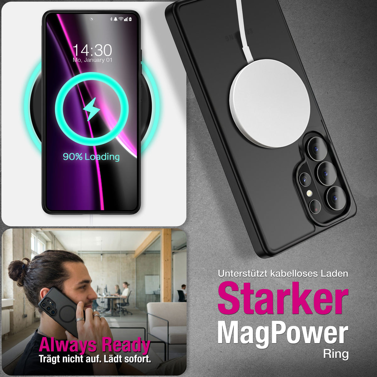 NALIA Mattes Magnet-Case für Samsung Galaxy S26 Ultra – MagSafe kompatibel, Vergilbungsfrei & Perfekter Zubehör-Halt – SLATE (Stoßfeste Handyhülle) – Marke aus Berlin