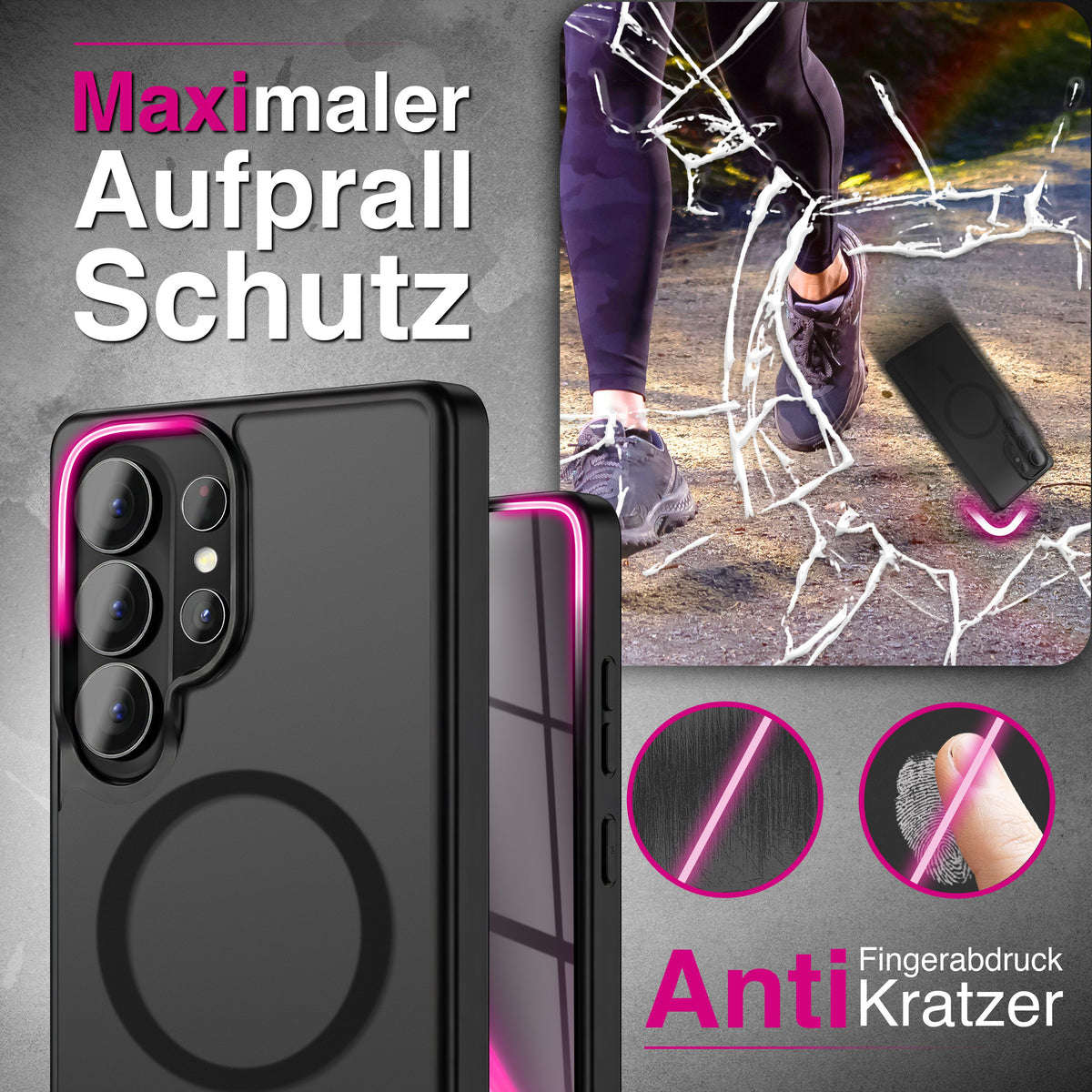 NALIA Mattes Magnet-Case für Samsung Galaxy S26 Ultra – MagSafe kompatibel, Vergilbungsfrei & Perfekter Zubehör-Halt – SLATE (Stoßfeste Handyhülle) – Marke aus Berlin
