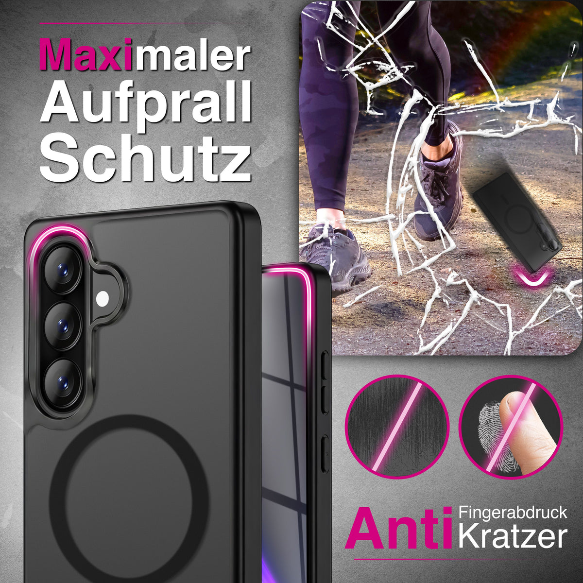 NALIA Mattes Magnet-Case für Samsung Galaxy A57 – MagSafe kompatibel, Vergilbungsfrei & Perfekter Zubehör-Halt – SLATE (Stoßfeste Handyhülle) – Marke aus Berlin