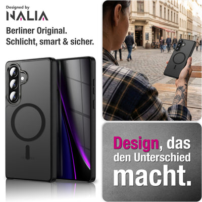 NALIA Mattes Magnet-Case für Samsung Galaxy A57 – MagSafe kompatibel, Vergilbungsfrei & Perfekter Zubehör-Halt – SLATE (Stoßfeste Handyhülle) – Marke aus Berlin