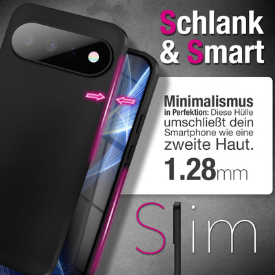 NALIA Matte Silikonhülle für Google Pixel 11 – Slim, Schwarz & Rutschfest – STRIDER (Soft Case, Kameraschutz & Stoßfest) – Marke aus Berlin
