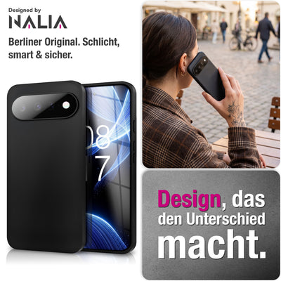 NALIA Matte Silikonhülle für Google Pixel 11 – Slim, Schwarz & Rutschfest – STRIDER (Soft Case, Kameraschutz & Stoßfest) – Marke aus Berlin