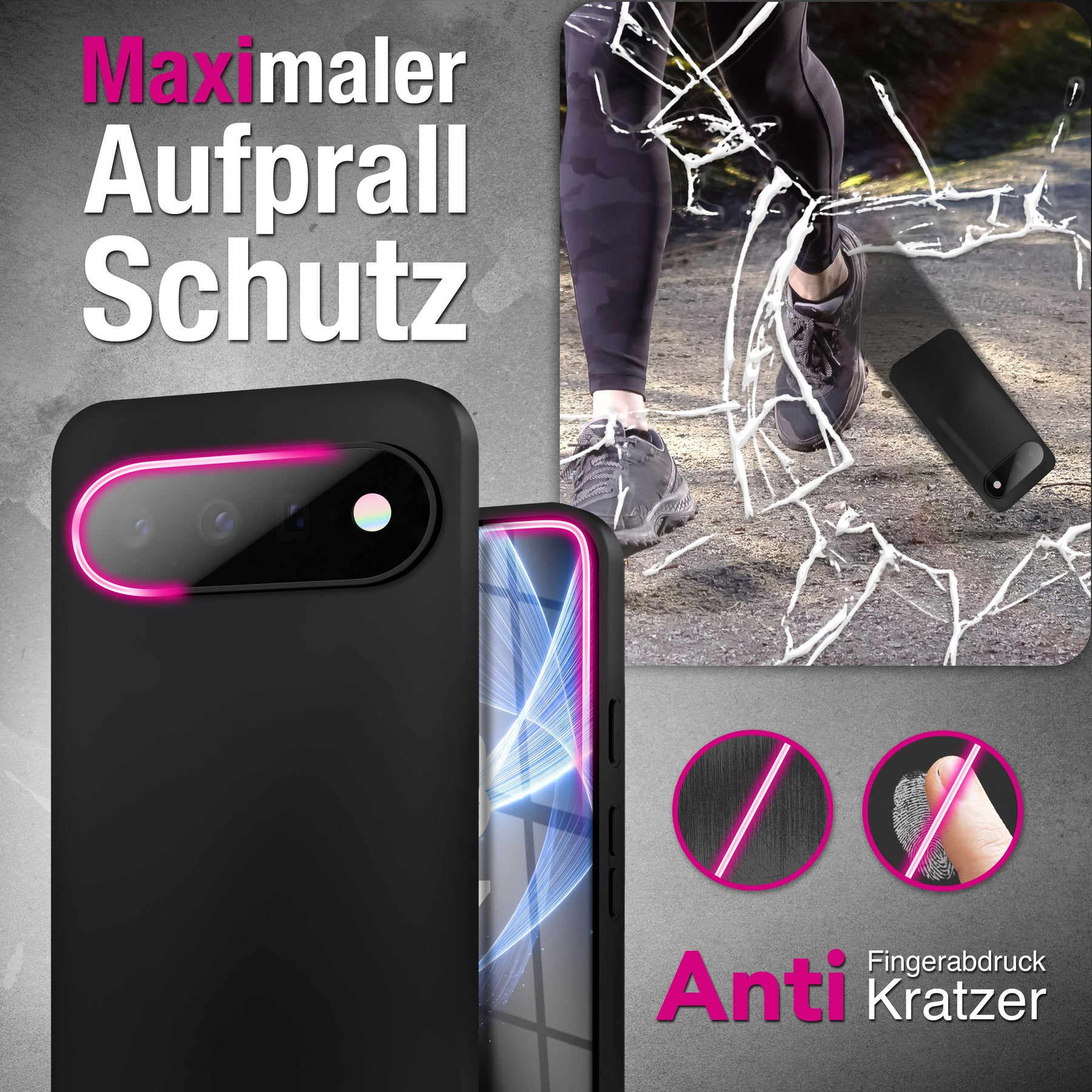 NALIA Matte Silikonhülle für Google Pixel 11 – Slim, Schwarz & Rutschfest – STRIDER (Soft Case, Kameraschutz & Stoßfest) – Marke aus Berlin