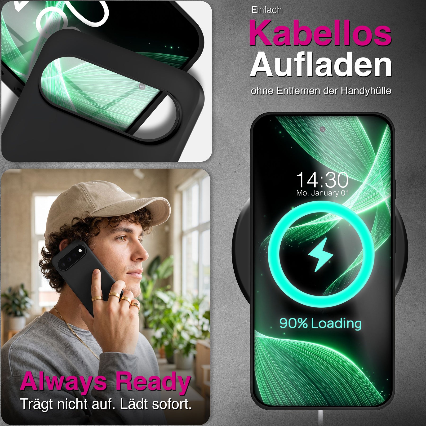 NALIA Matte Silikonhülle für Google Pixel 11 Pro – Slim, Schwarz & Rutschfest – STRIDER (Soft Case, Kameraschutz & Stoßfest) – Marke aus Berlin