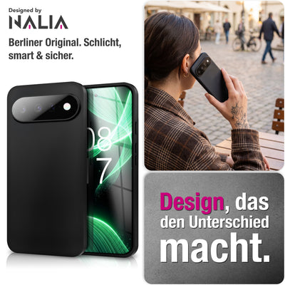 NALIA Matte Silikonhülle für Google Pixel 11 Pro – Slim, Schwarz & Rutschfest – STRIDER (Soft Case, Kameraschutz & Stoßfest) – Marke aus Berlin