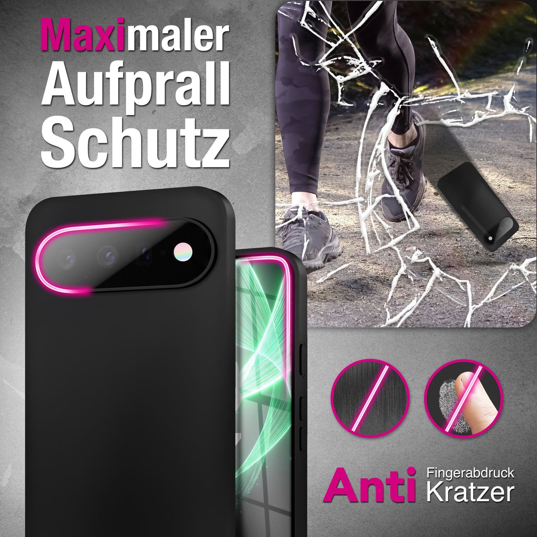 NALIA Matte Silikonhülle für Google Pixel 11 Pro – Slim, Schwarz & Rutschfest – STRIDER (Soft Case, Kameraschutz & Stoßfest) – Marke aus Berlin