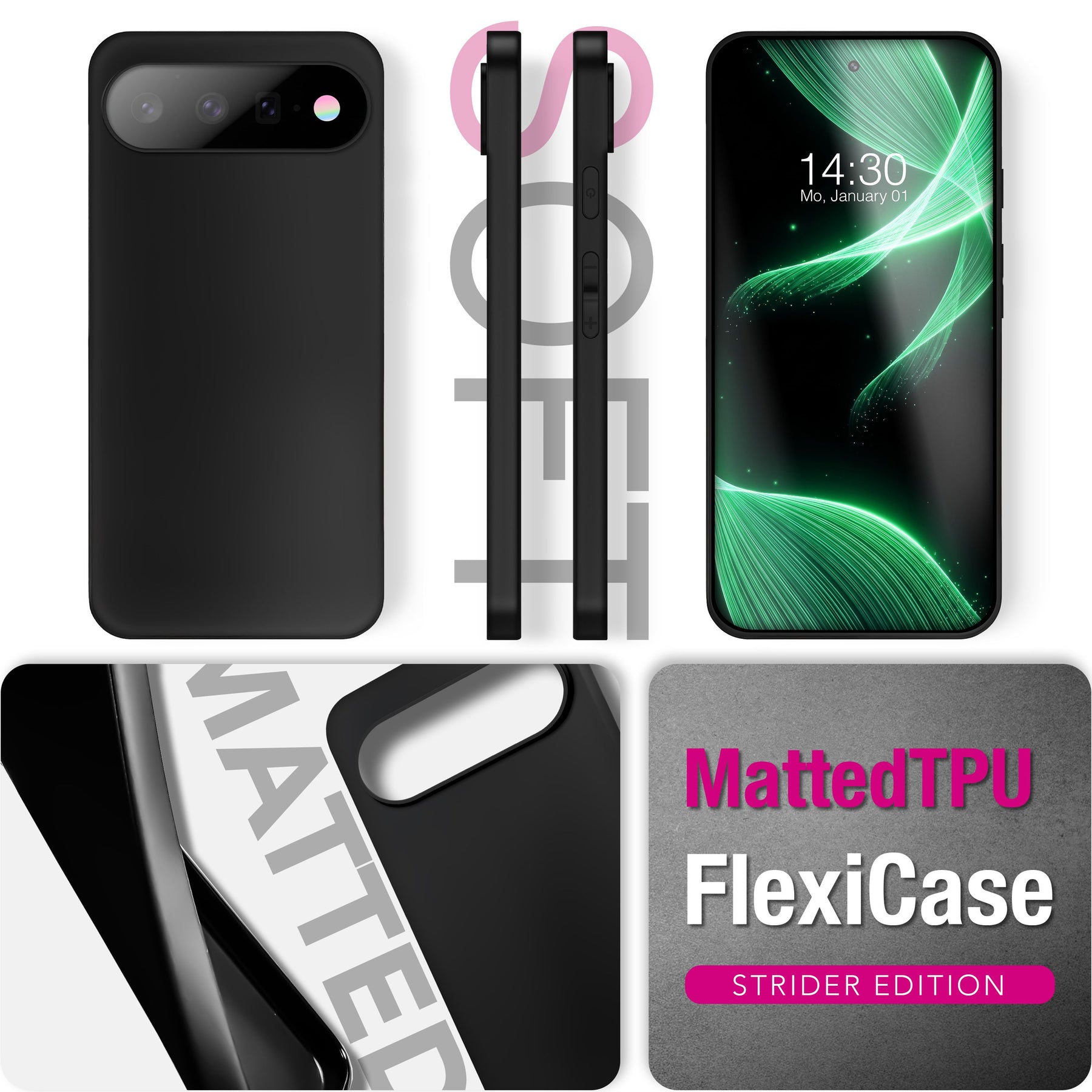 NALIA Matte Silikonhülle für Google Pixel 11 Pro – Slim, Schwarz & Rutschfest – STRIDER (Soft Case, Kameraschutz & Stoßfest) – Marke aus Berlin