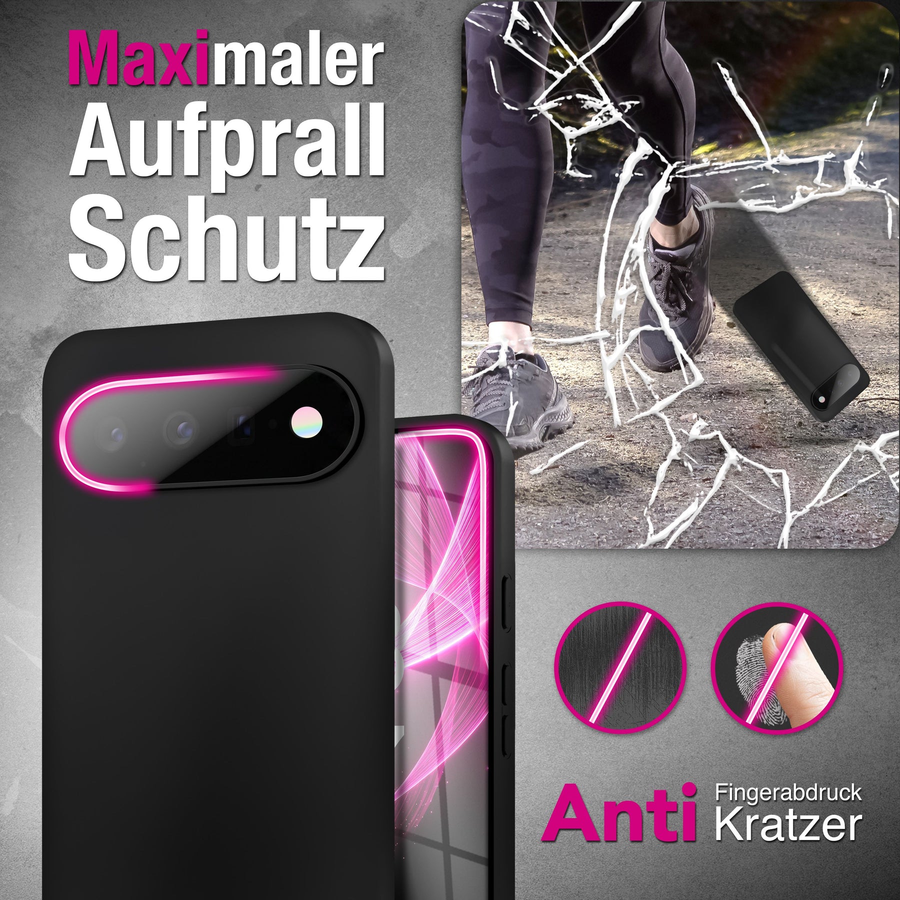 NALIA Matte Silikonhülle für Google Pixel 11 Pro XL – Slim, Schwarz & Rutschfest – STRIDER (Soft Case, Kameraschutz & Stoßfest) – Marke aus Berlin