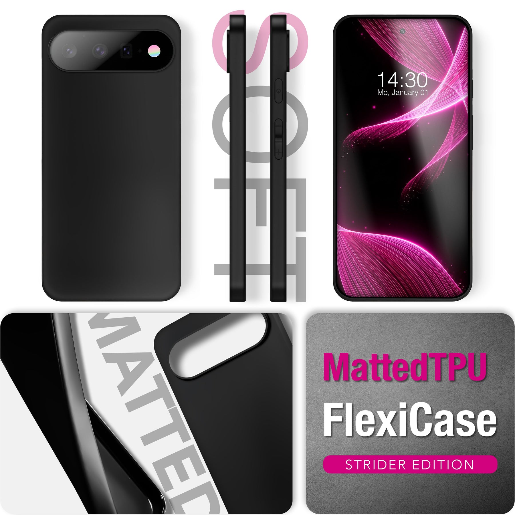NALIA Matte Silikonhülle für Google Pixel 11 Pro XL – Slim, Schwarz & Rutschfest – STRIDER (Soft Case, Kameraschutz & Stoßfest) – Marke aus Berlin