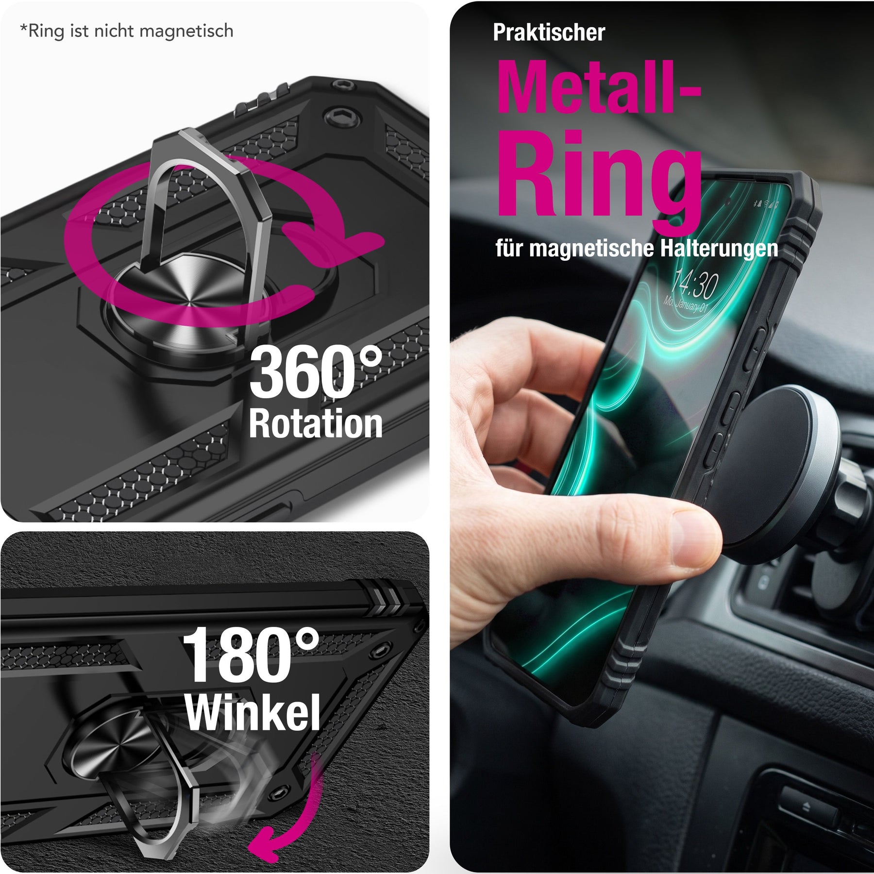 NALIA Panzerhülle für Google Pixel 11 / 11 Pro – Ring-Ständer 360° & Magnet-Halterung Kompatibel – RINGDEFEND (Stoßfestes Outdoor Case) – Marke aus Berlin