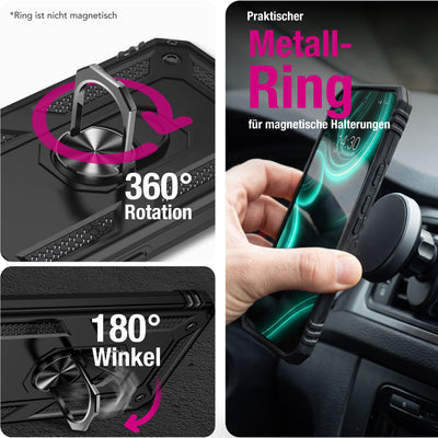 NALIA Panzerhülle für Google Pixel 11 / 11 Pro – Ring-Ständer 360° & Magnet-Halterung Kompatibel – RINGDEFEND (Stoßfestes Outdoor Case) – Marke aus Berlin