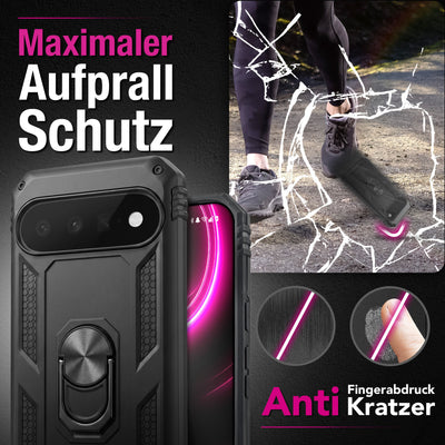 NALIA Panzerhülle für Google Pixel 11 Pro XL – Ring-Ständer 360° & Magnet-Halterung Kompatibel – RINGDEFEND (Stoßfestes Outdoor Case) – Marke aus Berlin