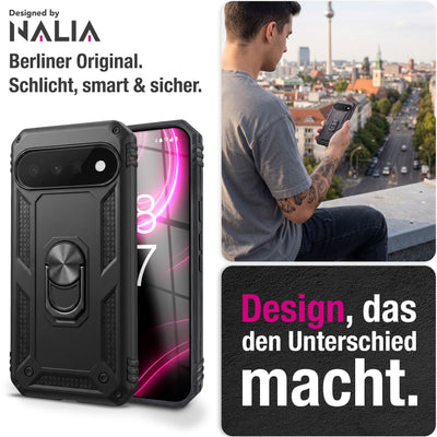 NALIA Panzerhülle für Google Pixel 11 Pro XL – Ring-Ständer 360° & Magnet-Halterung Kompatibel – RINGDEFEND (Stoßfestes Outdoor Case) – Marke aus Berlin