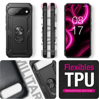 NALIA Panzerhülle für Google Pixel 11 Pro XL – Ring-Ständer 360° & Magnet-Halterung Kompatibel – RINGDEFEND (Stoßfestes Outdoor Case) – Marke aus Berlin