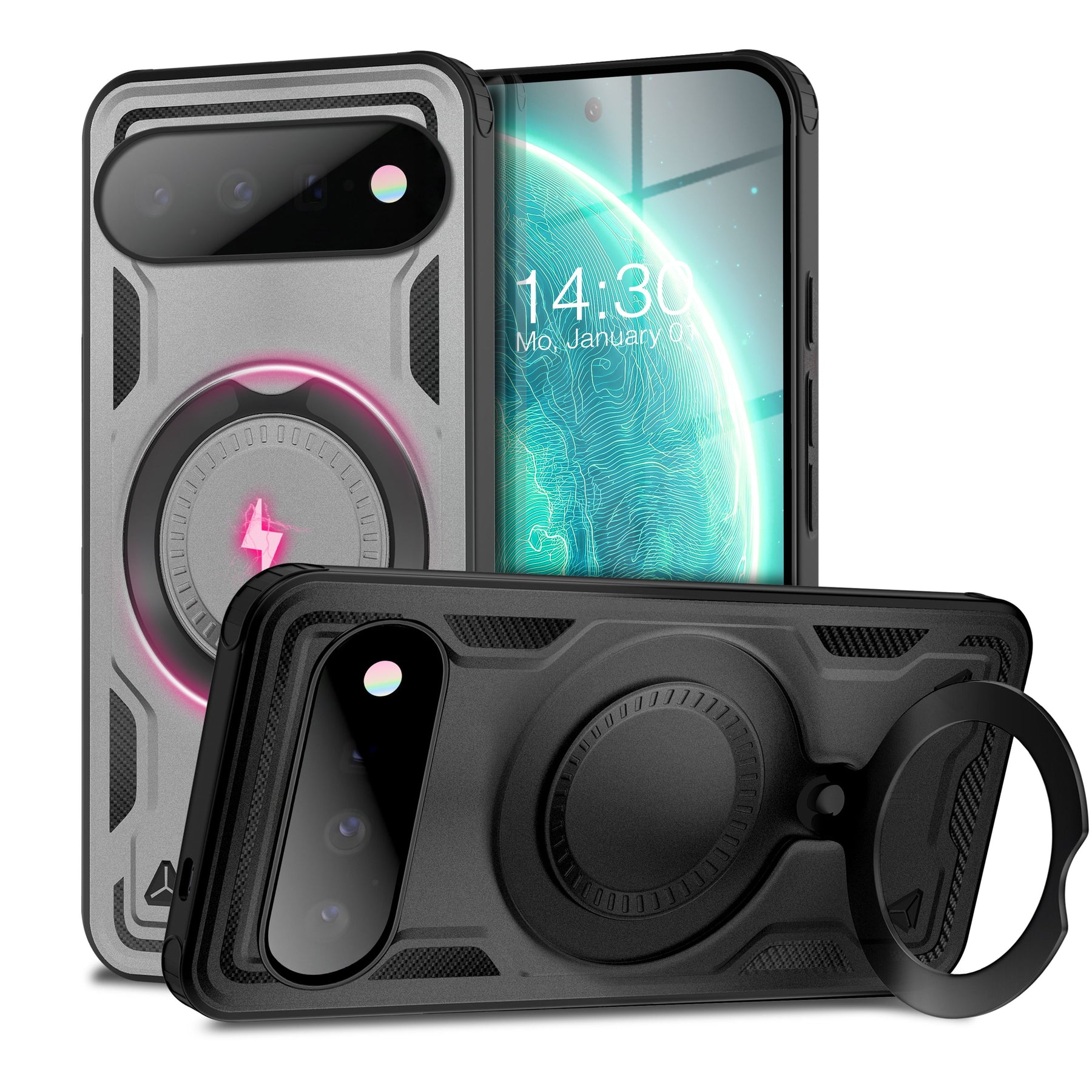NALIA Magnetische Panzerhülle für Google Pixel 11 / 11 Pro – Ring-Halterung 360° & MagSafe kompatibel – STORMGUARD (Outdoor Case) – Marke aus Berlin