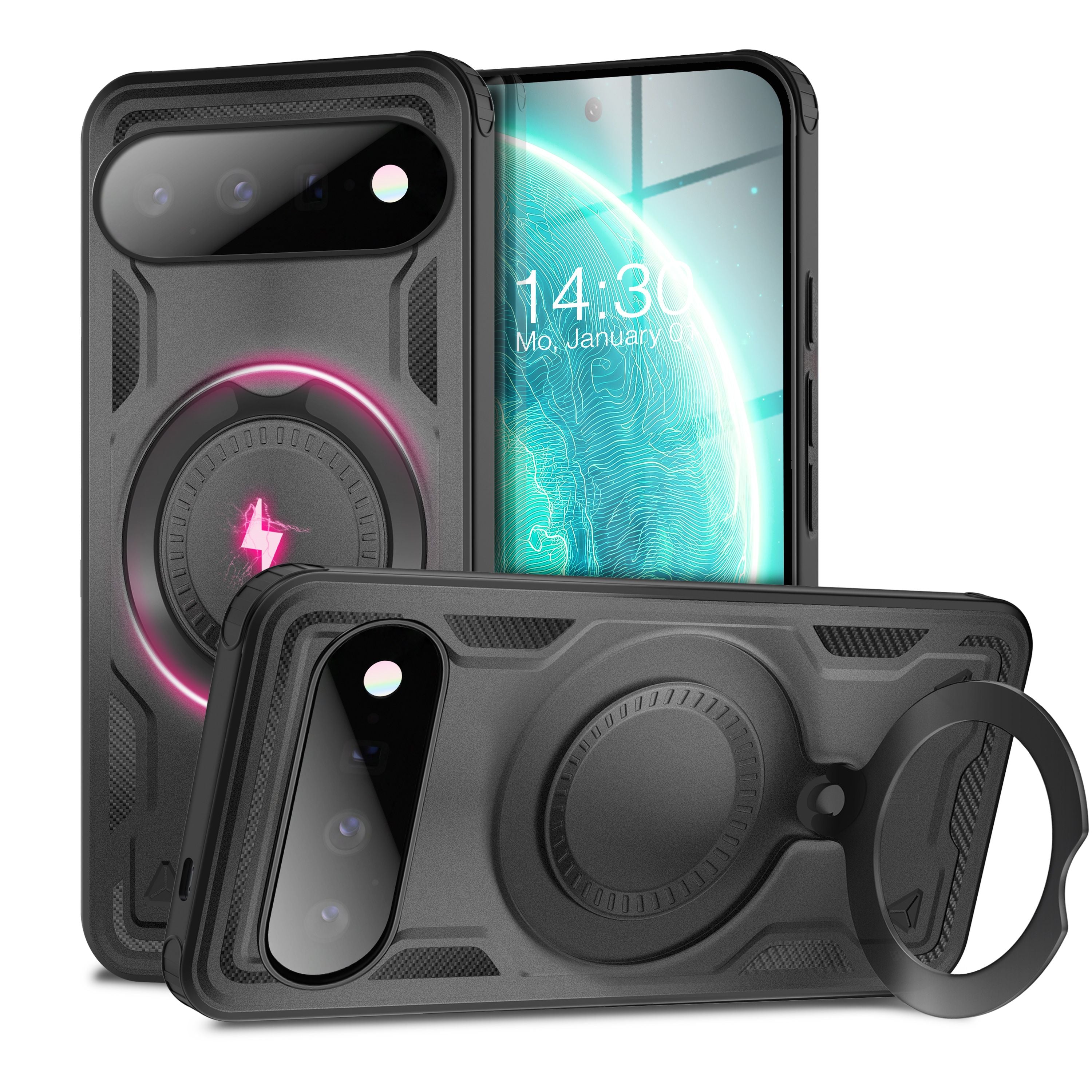 NALIA Magnetische Panzerhülle für Google Pixel 11 / 11 Pro – Ring-Halterung 360° & MagSafe kompatibel – STORMGUARD (Outdoor Case) – Marke aus Berlin