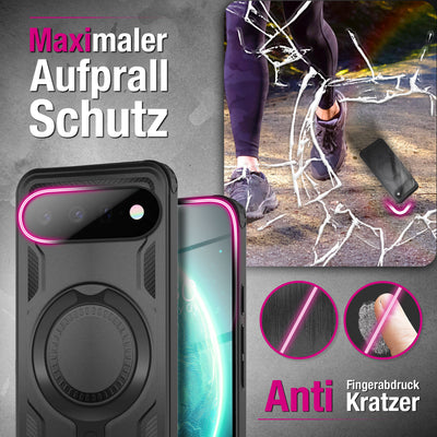 NALIA Magnetische Panzerhülle für Google Pixel 11 / 11 Pro – Ring-Halterung 360° & MagSafe kompatibel – STORMGUARD (Outdoor Case) – Marke aus Berlin