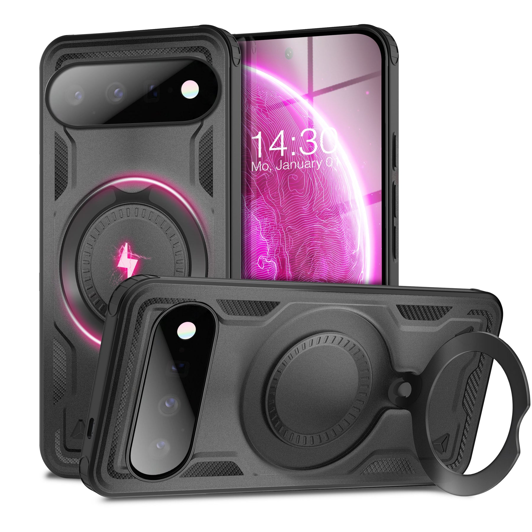 NALIA Magnetische Panzerhülle für Google Pixel 11 Pro XL – Ring-Halterung 360° & MagSafe kompatibel – STORMGUARD (Outdoor Case) – Marke aus Berlin