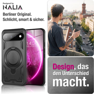 NALIA Magnetische Panzerhülle für Google Pixel 11 Pro XL – Ring-Halterung 360° & MagSafe kompatibel – STORMGUARD (Outdoor Case) – Marke aus Berlin