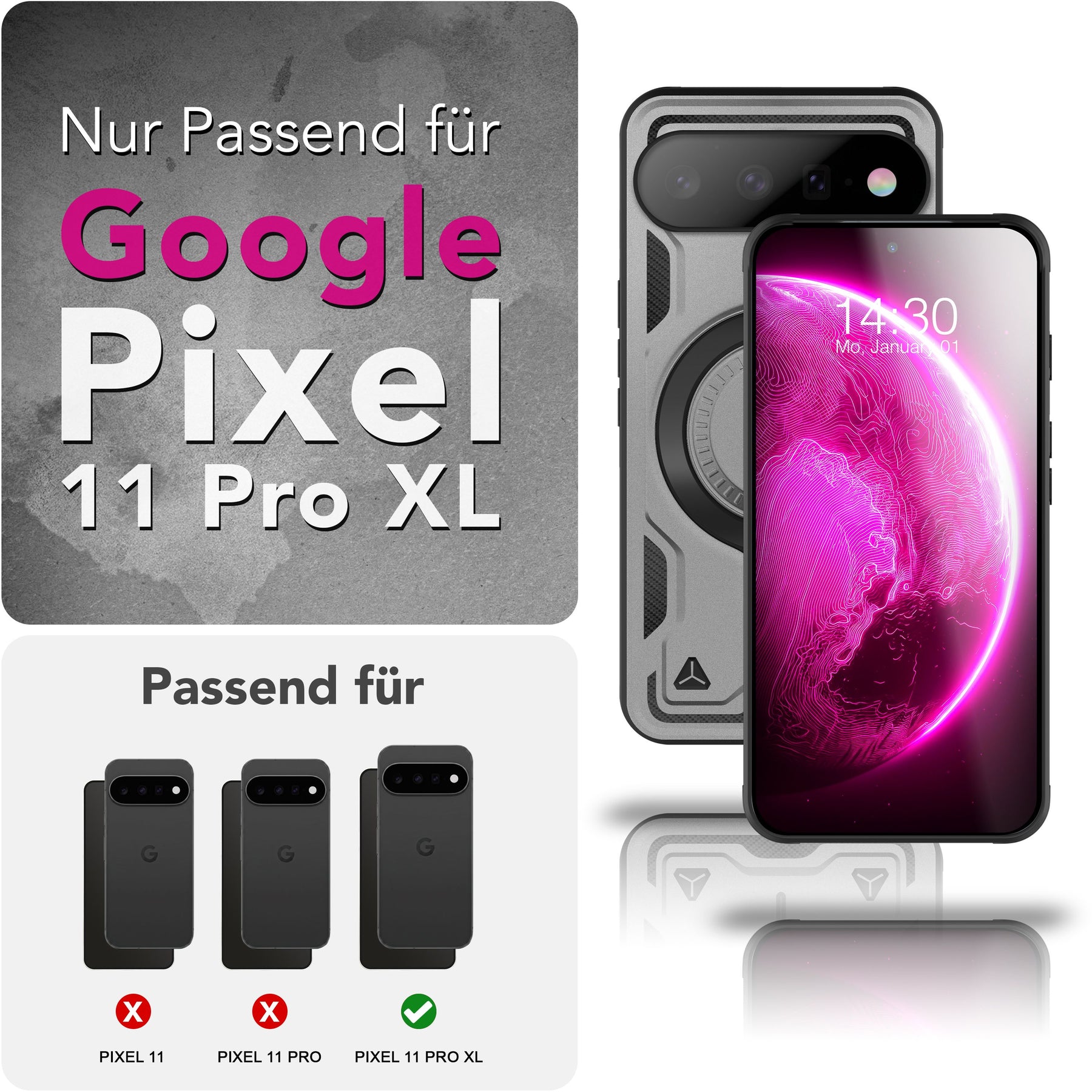 NALIA Magnetische Panzerhülle für Google Pixel 11 Pro XL – Ring-Halterung 360° & MagSafe kompatibel – STORMGUARD (Outdoor Case) – Marke aus Berlin