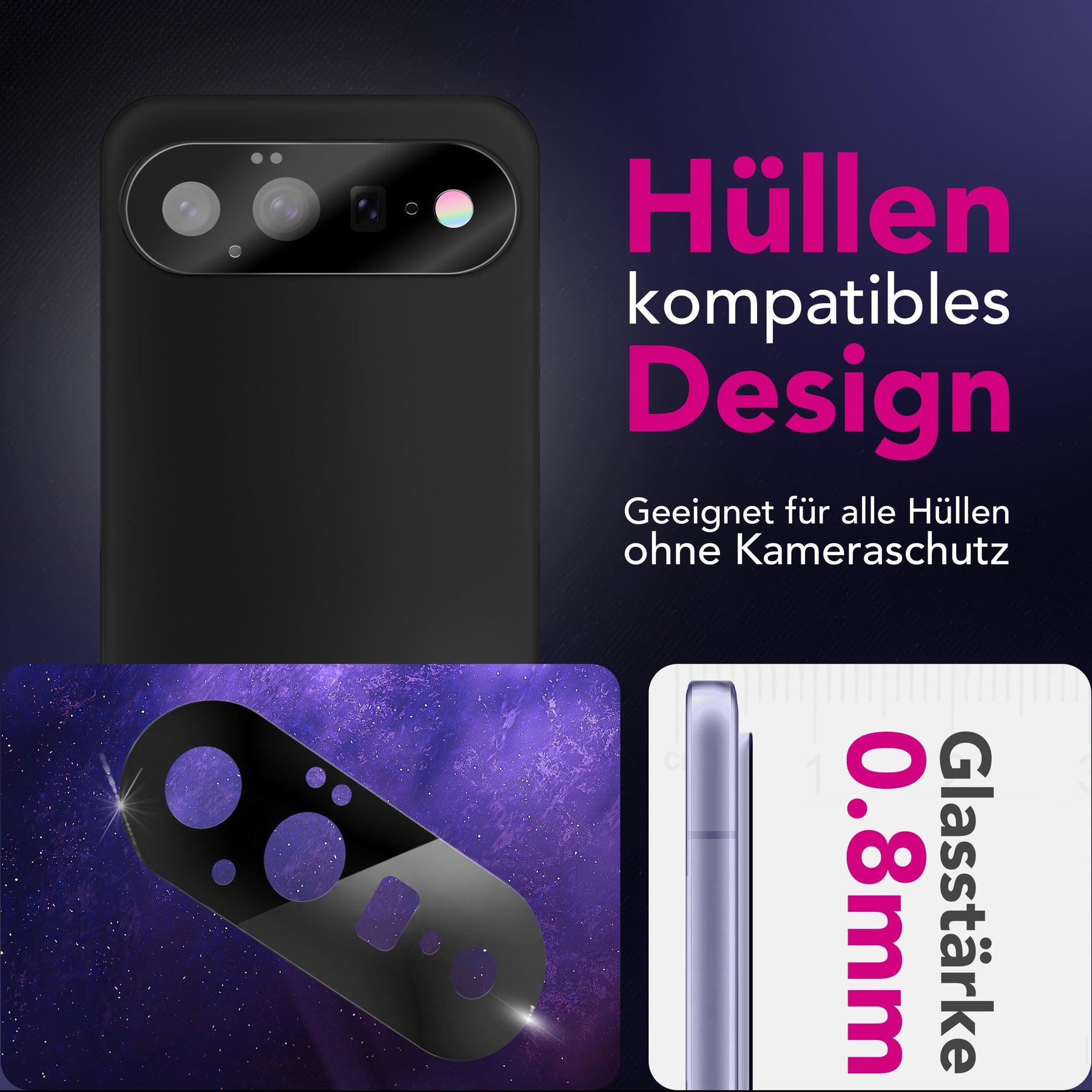 NALIA 2x Kameraschutzglas für Google Pixel 11 – Linsenschutz 9H & Case-Friendly – FOCUS.X2 MAX (HD-Echtglas Transparent) – Marke aus Berlin
