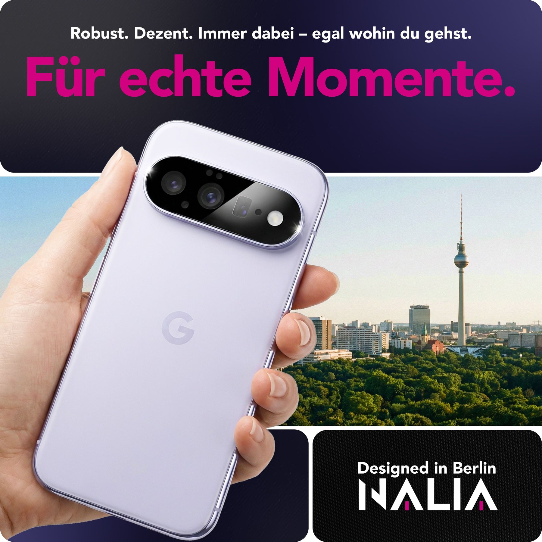 NALIA 2x Kameraschutzglas für Google Pixel 11 – Linsenschutz 9H & Case-Friendly – FOCUS.X2 MAX (HD-Echtglas Transparent) – Marke aus Berlin