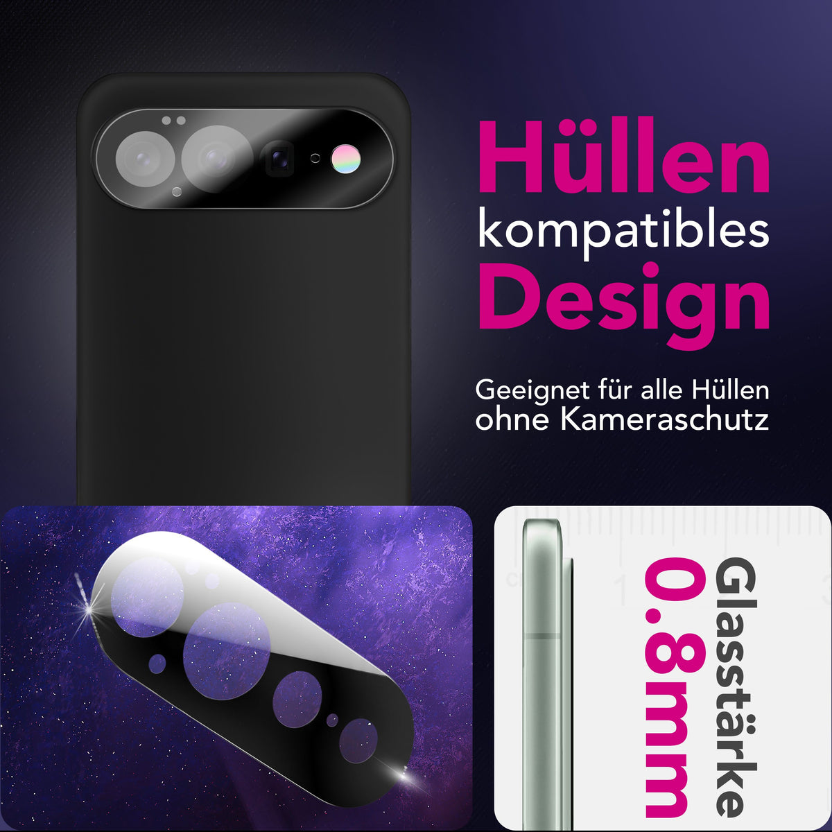 NALIA 2x Kameraschutzglas für Google Pixel 11 Pro XL – Linsenschutz 9H & Case-Friendly – FOCUS.X2 MAX (HD-Echtglas Transparent) – Marke aus Berlin
