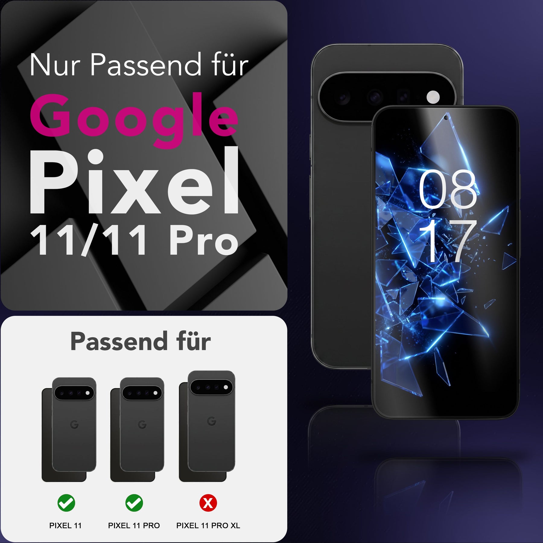 NALIA 2x Schutzglas für Google Pixel 11 / 11 Pro – Full-Screen Schutz 9H & Hüllenfreundlich – ARMORGLASSX (Display Glasfolie Transparent & 9H Härte) – Marke aus Berlin