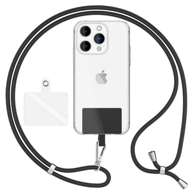 NALIA Universal Handykette für alle Smartphones – Robuste Kordel & 2 Patches – HOLDME AIR (Klassisches Lanyard mit Silbernem Karabiner) – Marke aus Berlin Schwarz NALIA Universal Handykette
