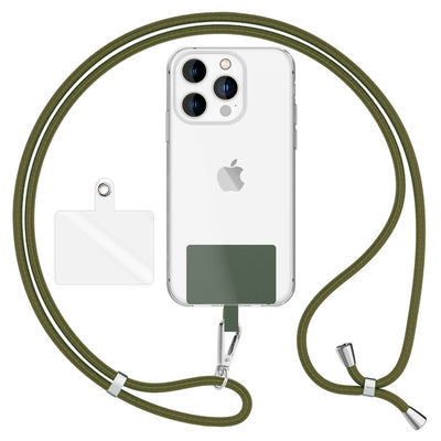 NALIA Universal Handykette für alle Smartphones – Robuste Kordel & 2 Patches – HOLDME AIR (Klassisches Lanyard mit Silbernem Karabiner) – Marke aus Berlin Oliv Grün NALIA Universal Handykette