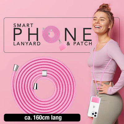 NALIA Universal Handykette für alle Smartphones – Robuste Kordel & 2 Patches – HOLDME AIR (Klassisches Lanyard mit Silbernem Karabiner) – Marke aus Berlin Rosa NALIA Universal Handykette