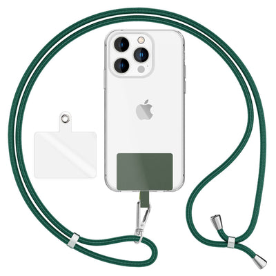 NALIA Universal Handykette für alle Smartphones – Robuste Kordel & 2 Patches – HOLDME AIR (Klassisches Lanyard mit Silbernem Karabiner) – Marke aus Berlin Dunkel-Grün NALIA Universal Handykette