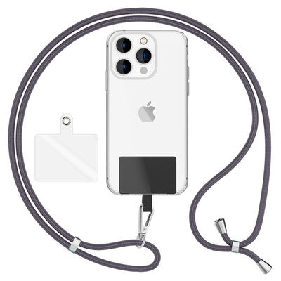 NALIA Universal Handykette für alle Smartphones – Robuste Kordel & 2 Patches – HOLDME AIR (Klassisches Lanyard mit Silbernem Karabiner) – Marke aus Berlin Dunkelgrau NALIA Universal Handykette