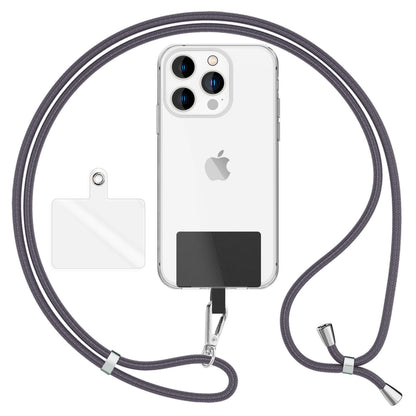 NALIA Universal-Kette mit Pad, Band für Handy-Hülle zum Umhängen, Karabinerhaken aus Metall (silber), Schlüsselband Umhängeband 160 CM, Crossbody Lanyard Dunkelgrau NALIA Universal Handykette