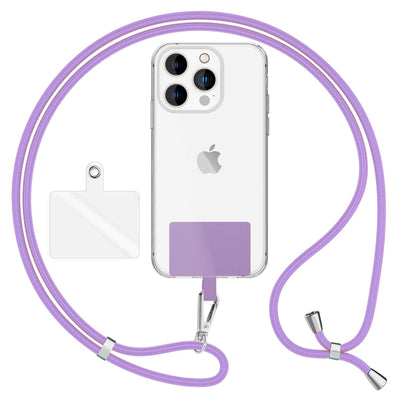 NALIA Universal Handykette für alle Smartphones – Robuste Kordel & 2 Patches – HOLDME AIR (Klassisches Lanyard mit Silbernem Karabiner) – Marke aus Berlin Lila NALIA Universal Handykette