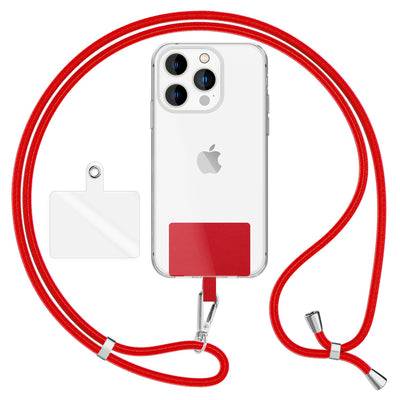 NALIA Universal Handykette für alle Smartphones – Robuste Kordel & 2 Patches – HOLDME AIR (Klassisches Lanyard mit Silbernem Karabiner) – Marke aus Berlin Rot NALIA Universal Handykette