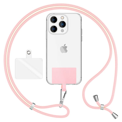 NALIA Universal Handykette für alle Smartphones – Robuste Kordel & 2 Patches – HOLDME AIR (Klassisches Lanyard mit Silbernem Karabiner) – Marke aus Berlin Pastell Rosa NALIA Universal Handykette