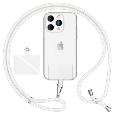 NALIA Universal Handykette für alle Smartphones – Robuste Kordel & 2 Patches – HOLDME AIR (Klassisches Lanyard mit Silbernem Karabiner) – Marke aus Berlin Weiß NALIA Universal Handykette