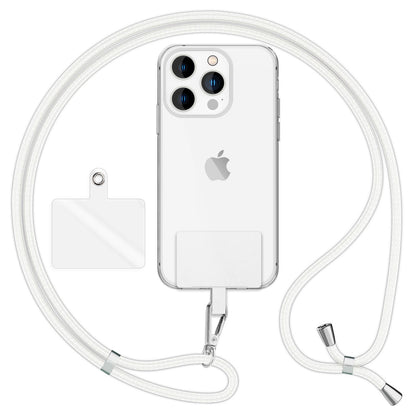 NALIA Universal-Kette mit Pad, Band für Handy-Hülle zum Umhängen, Karabinerhaken aus Metall (silber), Schlüsselband Umhängeband 160 CM, Crossbody Lanyard Weiß NALIA Universal Handykette