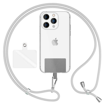 NALIA Universal-Kette mit Pad, Band für Handy-Hülle zum Umhängen, Karabinerhaken aus Metall (silber), Schlüsselband Umhängeband 160 CM, Crossbody Lanyard Hellgrau NALIA Universal Handykette