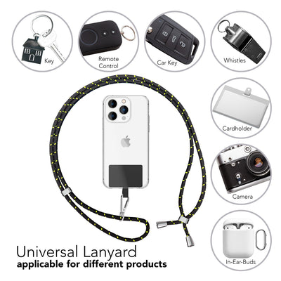 NALIA Bunte Universal-Kette mit Pad, Band für Handy-Hülle zum Umhängen, Karabinerhaken Anhänger Metall, Schlüsselband Umhängeband 160 CM, Crossbody Lanyard mit Schlaufe